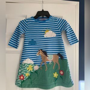 Mini Boden 6-7Y Horse Appliqué Knit Dress